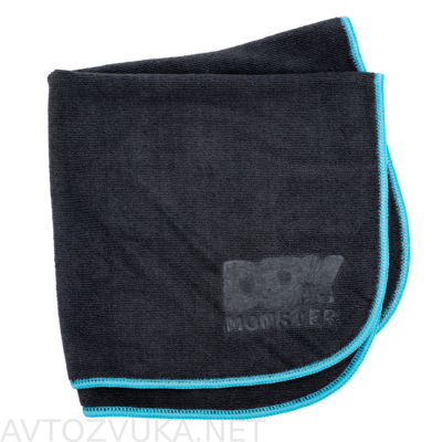 Dry Monster Чёрная микрофибра с коротким плотным ворсом (голубой оверлок) 350gsm 40х40см DM-4040 COSMO-LB